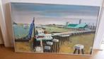 schilderij Haven in aanleg gesigneerd XL 76, Antiek en Kunst, Kunst | Schilderijen | Klassiek, Ophalen