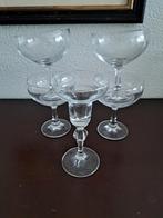 Vintage set kristallen kandelaar en 4 coupeglazen, Ophalen of Verzenden