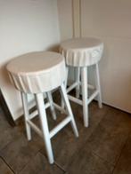 Witte barkrukken met skai bekleding, Huis en Inrichting, Barkrukken, Ophalen, Kunststof, Gebruikt, 60 tot 90 cm