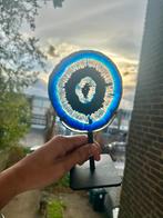 Agaat schijf op standaard - blauw, Verzamelen, Ophalen of Verzenden, Mineraal