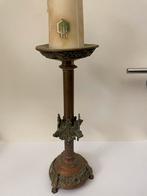 Antieke Koperen IHS Altaar Kandelaar, Antiek en Kunst, Antiek | Koper en Brons, Ophalen of Verzenden, Koper