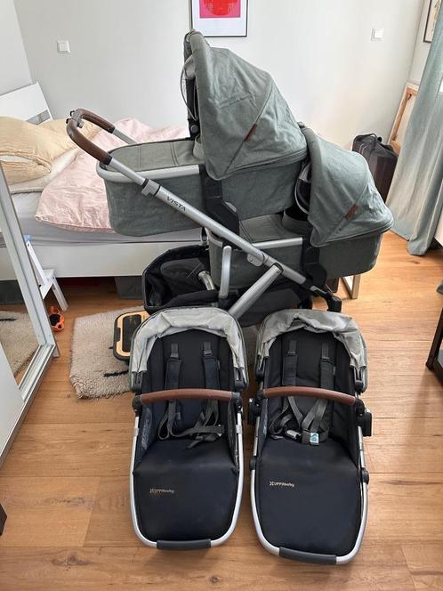 Uppababy vista V2 tweelingwagen Complete Set, Kinderen en Baby's, Kinderwagens en Combinaties, Gebruikt, Kinderwagen, Overige merken