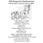 32e Ruigoord schaaktoernooi, zat. 16 & zo. 17 augustus 2025., Ophalen of Verzenden, Nieuw