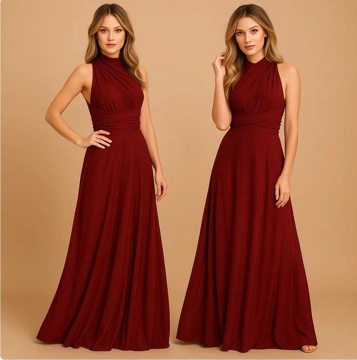 Burgundy Maxi Jurk, Kleding | Dames, Jurken, Nieuw, Maat 36 (S), Rood, Onder de knie, Ophalen of Verzenden