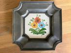 Handbeschilderde Tegel in Tinnen Lijst - Vintage Decoratie W, Ophalen