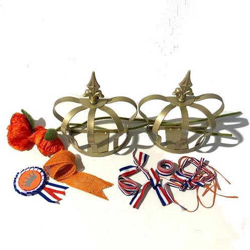 KONINGSDAG decoratie kroon oranje papaver en linten, Hobby en Vrije tijd, Feestartikelen, Gebruikt, Versiering, Oranje of Koningsdag