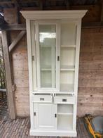 Witte Houten Vitrinekast/Servieskast, Gebruikt, 100 tot 150 cm, Ophalen of Verzenden, Met lade(s)