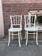 Franse houten stoelen (set van twee), Huis en Inrichting, Stoelen, Gebruikt, Twee, Brokante, Wit