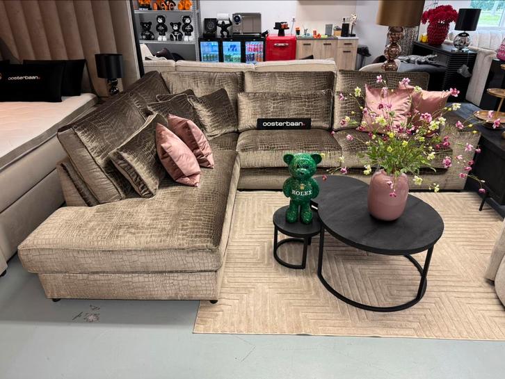 Luxe Velvet Croco Hoekbank Pocket 250x310cm NIEUW Uniek, Huis en Inrichting, Banken | Bankstellen, Nieuw, Hoekbank, Vierpersoons of meer