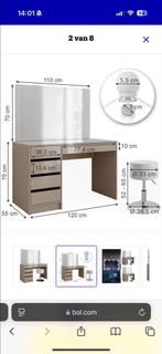 Vicco Make-uptafel Sherry Greige + Kruk + LED, Ophalen of Verzenden, Zo goed als nieuw