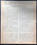 WOII Zeeuwsche Koerier zo 12 November 1944 origineel, Verzamelen, Militaria | Tweede Wereldoorlog, Nederland, Overige soorten