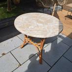 Tuintafel rotan met marmerlook blad, Ophalen, Zo goed als nieuw, Rond