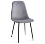 4 Grijze Velours Eetkamerstoel (en), Gebruikt, Ophalen of Verzenden, Metaal, Eén