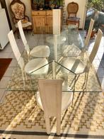 6 Italiaanse eetkamerstoelen in wit leder. Cattalan Italia., Huis en Inrichting, Stoelen, Vintage jaren ‘90, Vijf, Zes of meer stoelen