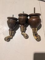 3x Messing meubelwielen wiel, Antiek en Kunst, Ophalen of Verzenden