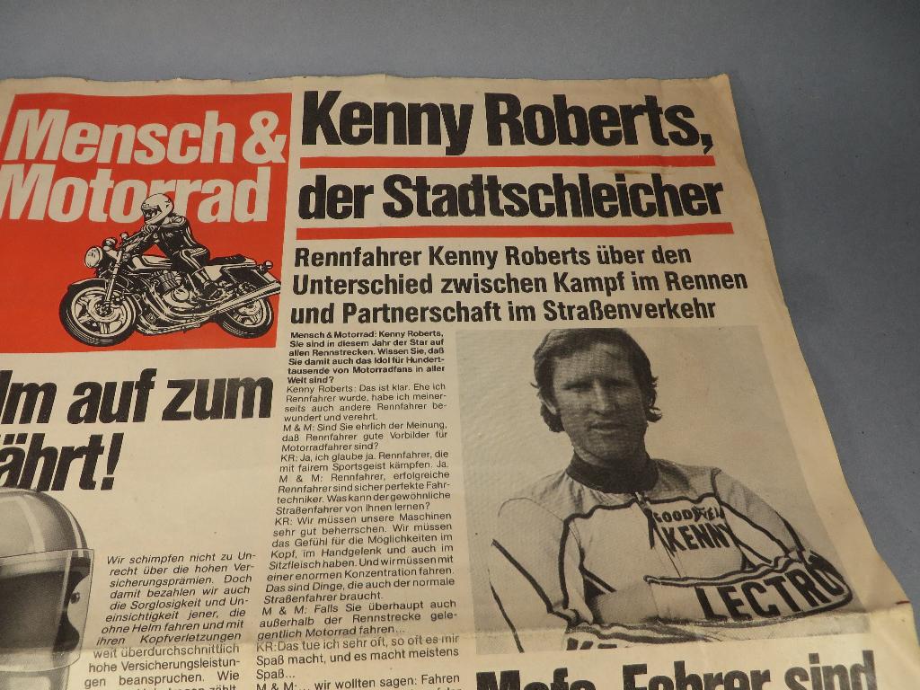 krant Mensch&Motorrad met Kenny Roberts, Ophalen of Verzenden, 1960 tot 1980, Buitenland, Krant