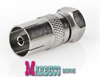 Coax adapter, Antenne-Adapter, F-con to Male antenne, Nedis, Nieuw, Info@marbeco.nl, Minder dan 2 meter