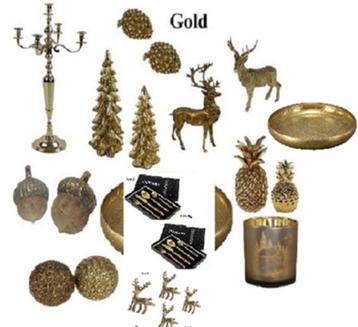 Goud; kerstboom Kandelaar hert krans dennenappel windlicht beschikbaar voor biedingen
