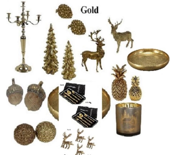 Goud; kerstboom Kandelaar hert krans dennenappel windlicht, Huis en Inrichting, Woonaccessoires | Overige, Nieuw, Verzenden