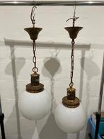 2 vintage opaline bollampen stijl bistrot grand café retro, Antiek en Kunst, Antiek | Lampen, Ophalen of Verzenden