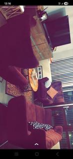 Aubergine retro Montèl bank + 2 loveseats unieke set, Ophalen, Gebruikt, Stof