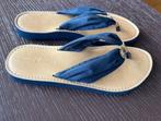 Donkerblauw stof x Camel leder Tommy Hilfiger slippers mt 39, Slippers, Blauw, Ophalen of Verzenden, Gedragen