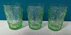 Fleur de Lis groene glazen 3x Anthropologie (zeldzaam), Huis en Inrichting, Keuken | Servies, Glas of Glazen, Gebruikt, Ophalen of Verzenden