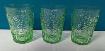 Fleur de Lis groene glazen 3x Anthropologie (zeldzaam) beschikbaar voor biedingen