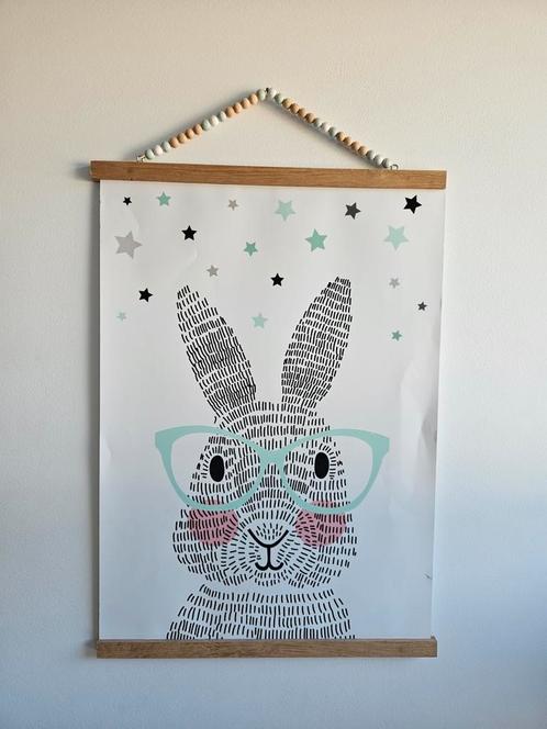 Konijn Print met Houten Frame magneet, Huis en Inrichting, Woonaccessoires | Schilderijen, Tekeningen en Foto's, Zo goed als nieuw