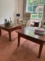 2 salon tafels notenhout, Gebruikt, 50 tot 100 cm, 50 tot 75 cm, Vierkant