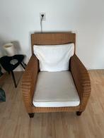 Rieten Fauteuil met Kussens, Huis en Inrichting, Fauteuils, Ophalen, Gebruikt, 50 tot 75 cm, Riet of Rotan