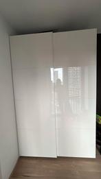 Kledingkast met schuifdeuren - IKEA PAX / MEHAMN - Wit, Ophalen, 200 cm of meer, 150 tot 200 cm, Met hangruimte