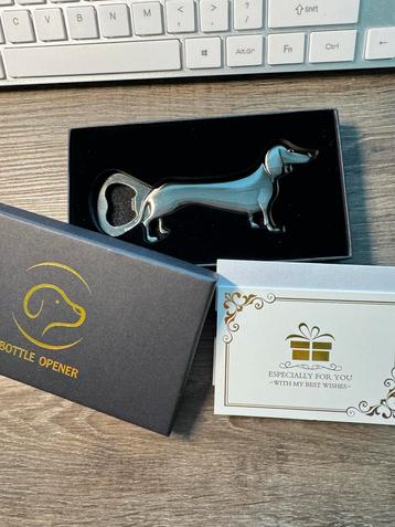 Zilveren Teckel Bieropener Luxe Giftset - Nieuw beschikbaar voor biedingen