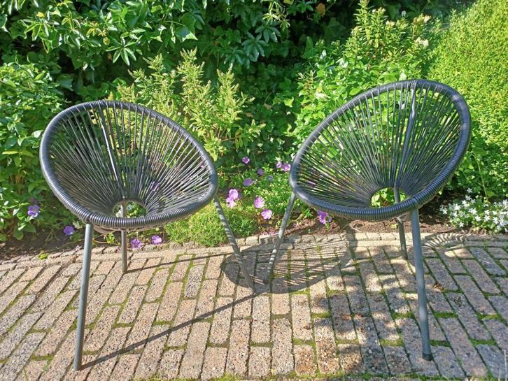 Zwarte kinder draadstoel zwart  2 stuks, Tuin en Terras, Tuinstoelen, Gebruikt, Kunststof, Ophalen