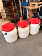 3 CurTec voertonnen / waterkluizen - 55 liter, Ophalen of Verzenden, Gebruikt, Kunststof, Met deksel