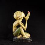 art deco Balinees polychroom houtsnijwerk beeld, Antiek en Kunst, Kunst | Beelden en Houtsnijwerken, Ophalen of Verzenden