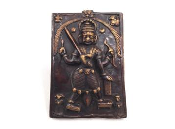 Bronzen plaquette van Virabhadra beschikbaar voor biedingen