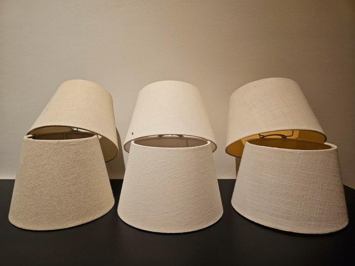 3 setjes van 2 lampenkappen in zeer goede staat - Crème, Huis en Inrichting, Lampen | Lampenkappen, Zo goed als nieuw, Minder dan 25 cm