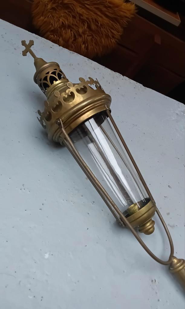 Vintage Koperen Processielantaarn, Antiek en Kunst, Antiek | Lampen, Ophalen of Verzenden