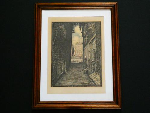 Het Straatje Amsterdam n. Albert Hahn sr. demonstratie 1915, Antiek en Kunst, Kunst | Etsen en Gravures, Ophalen of Verzenden