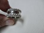 Zilverkleur flinke band ring 16.7 mm de helft veel schitters, Overige materialen, Verzenden, Dame, Zilver