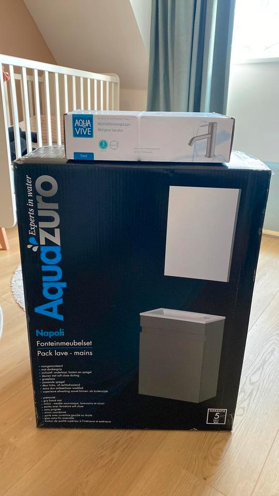 Aquazuro Napoli Fonteinmeubelset + Aquavive mengkraan, Doe-het-zelf en Verbouw, Sanitair, Nieuw, Wastafel, Ophalen