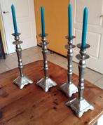 Set 4x Mooie Zilverkleurige Luxe kandelaars, Ophalen of Verzenden, Zo goed als nieuw, Overige materialen, 25 tot 50 cm