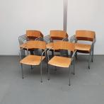 set van 14 Ahrend houten stoelen - beuken, Vijf, Zes of meer stoelen, Metaal, Gebruikt, Bruin