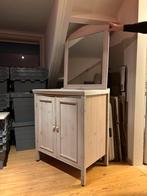 Brocante wastafel met spiegel en aansluiting, Huis en Inrichting, Badkamer | Badkamermeubels, Ophalen, Gebruikt, 50 tot 100 cm