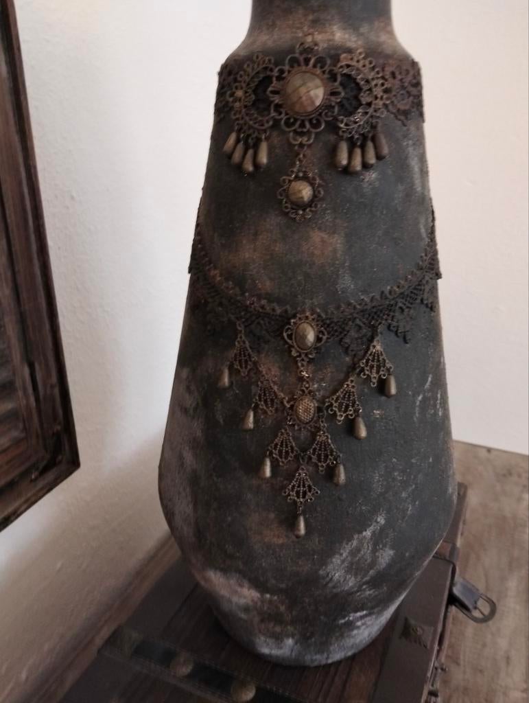 Mooie stoere sobere vaas(gerestyled), Ophalen of Verzenden, Overige kleuren, Glas, Minder dan 50 cm