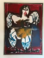 prachtig schilderij: Anton Heyboer, cancan danseres in lijst, Ophalen of Verzenden