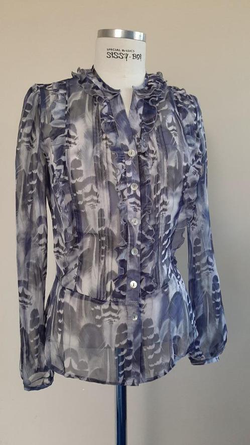 NIEUW, GEISHA donkerblauw/lichtblauwe voile blouse, mt S, Kleding | Dames, Blouses en Tunieken, Nieuw, Maat 36 (S), Blauw, Ophalen of Verzenden