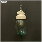Porseleinen hanglamp met schutglas, incl. snoer + staaldraad, Huis en Inrichting, Ophalen of Verzenden, Zo goed als nieuw, Nb
