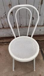 witte metalen en kunststof rotan stoel, Antiek en Kunst, Ophalen